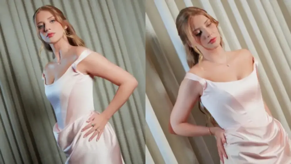 Isabella Rousso exibe vestido de cetim em baile de formatura de medicina
