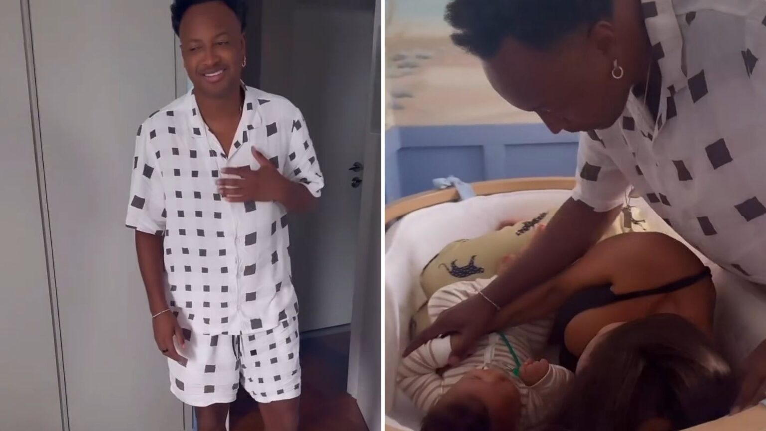 Carol Peixinho dentro do berço: 'vantagem de ter 1,57m