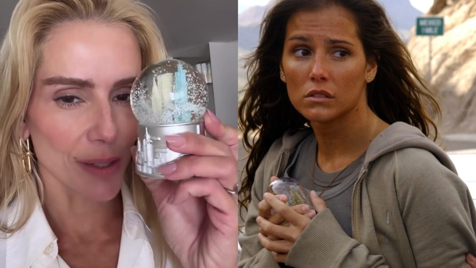 Deborah Secco se emociona com globo de neve de Sol