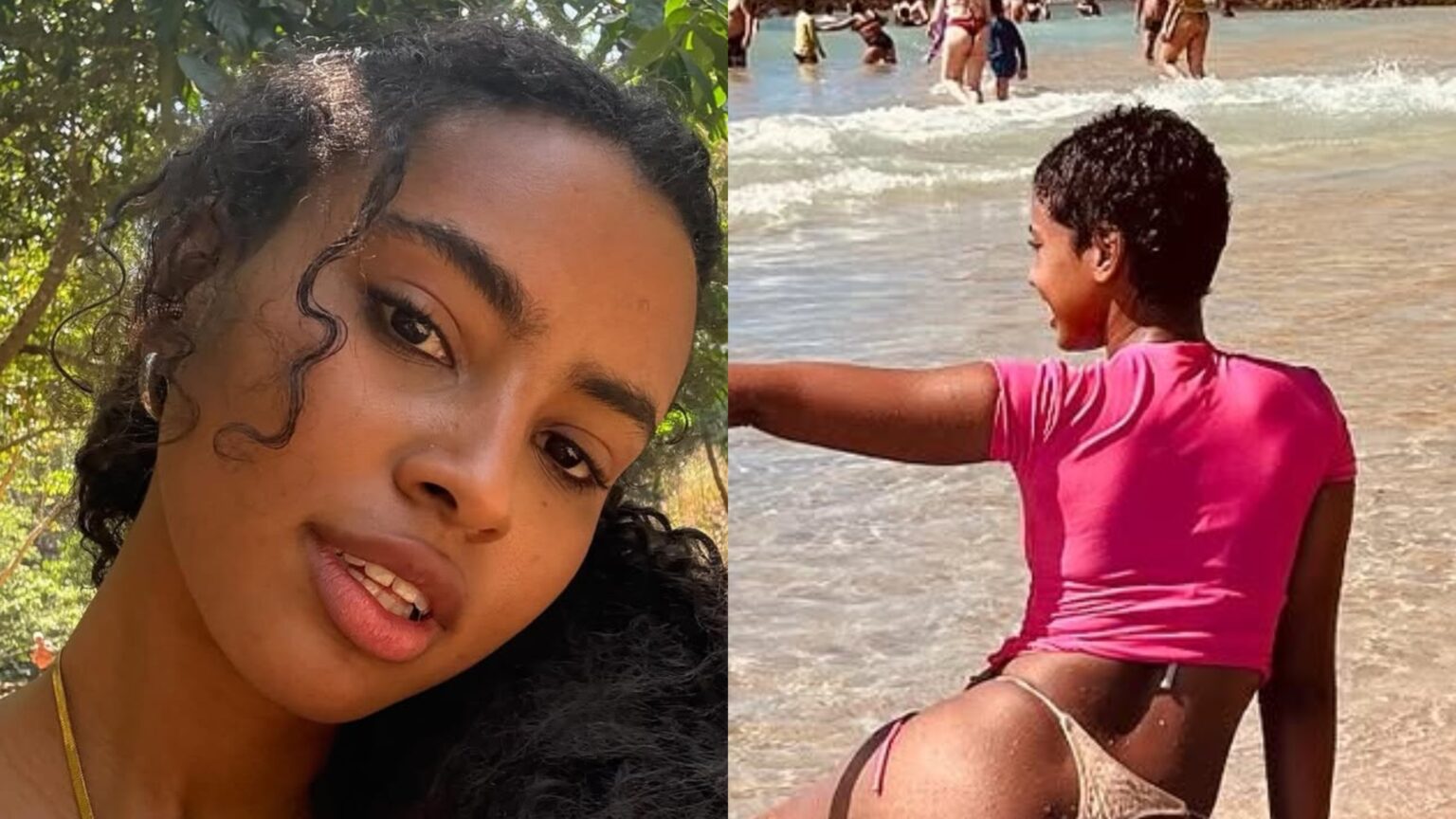 Gabz exibe biquíni fio dental na praia