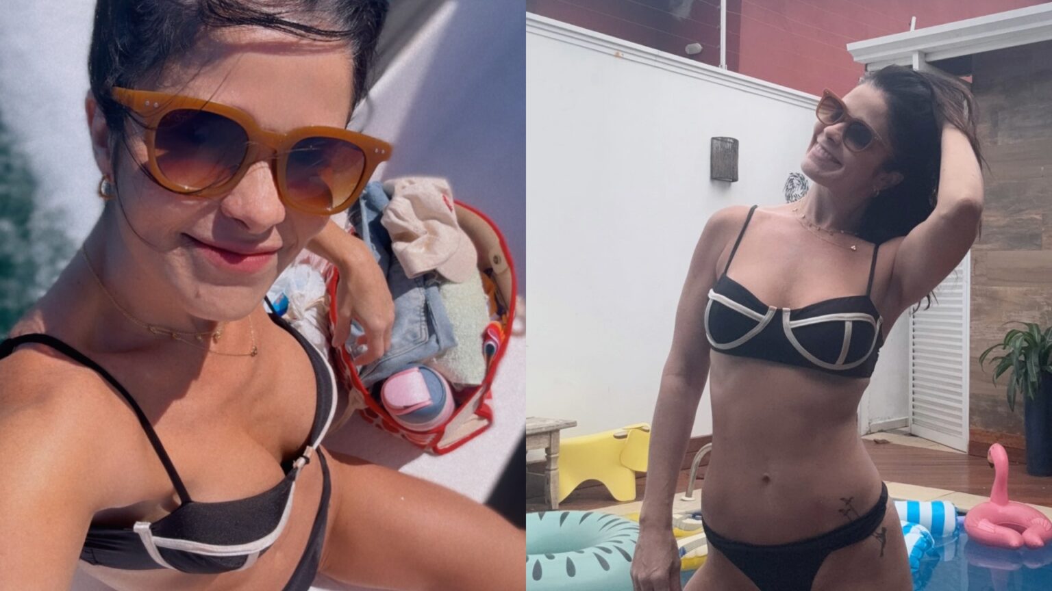 Samara Felippo de biquíni em passeio de barco