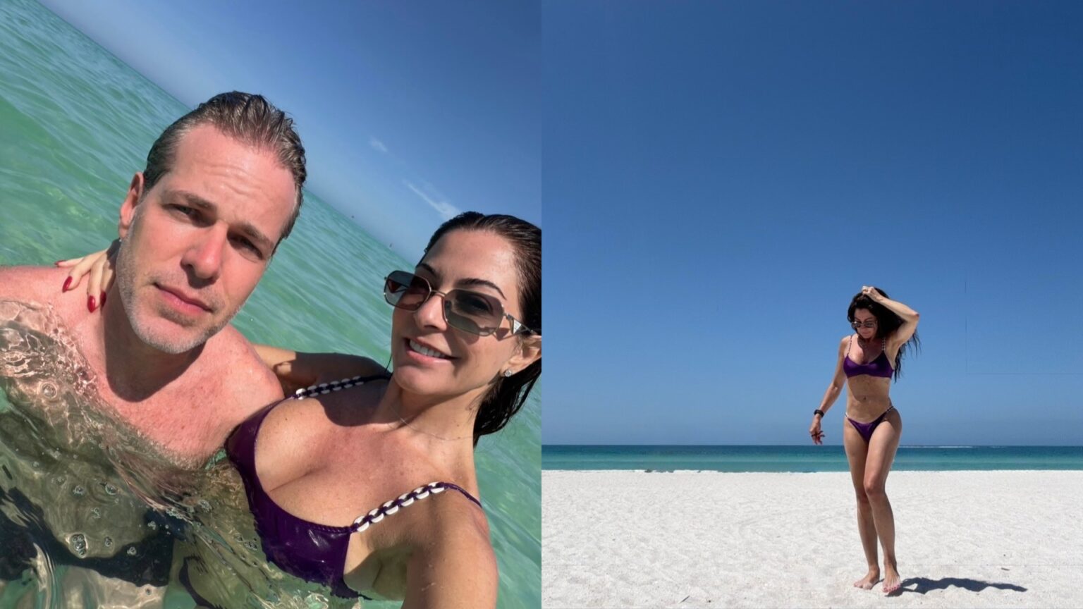 Ana Paula Padrão renova bronzeado em ilha com marido
