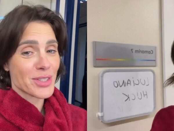 Carolina Dieckmann invade camarim de Luciano Huck após gravação