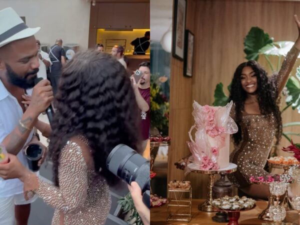 Erika Januza ganha música de Arlindinho em festa de 41 anos