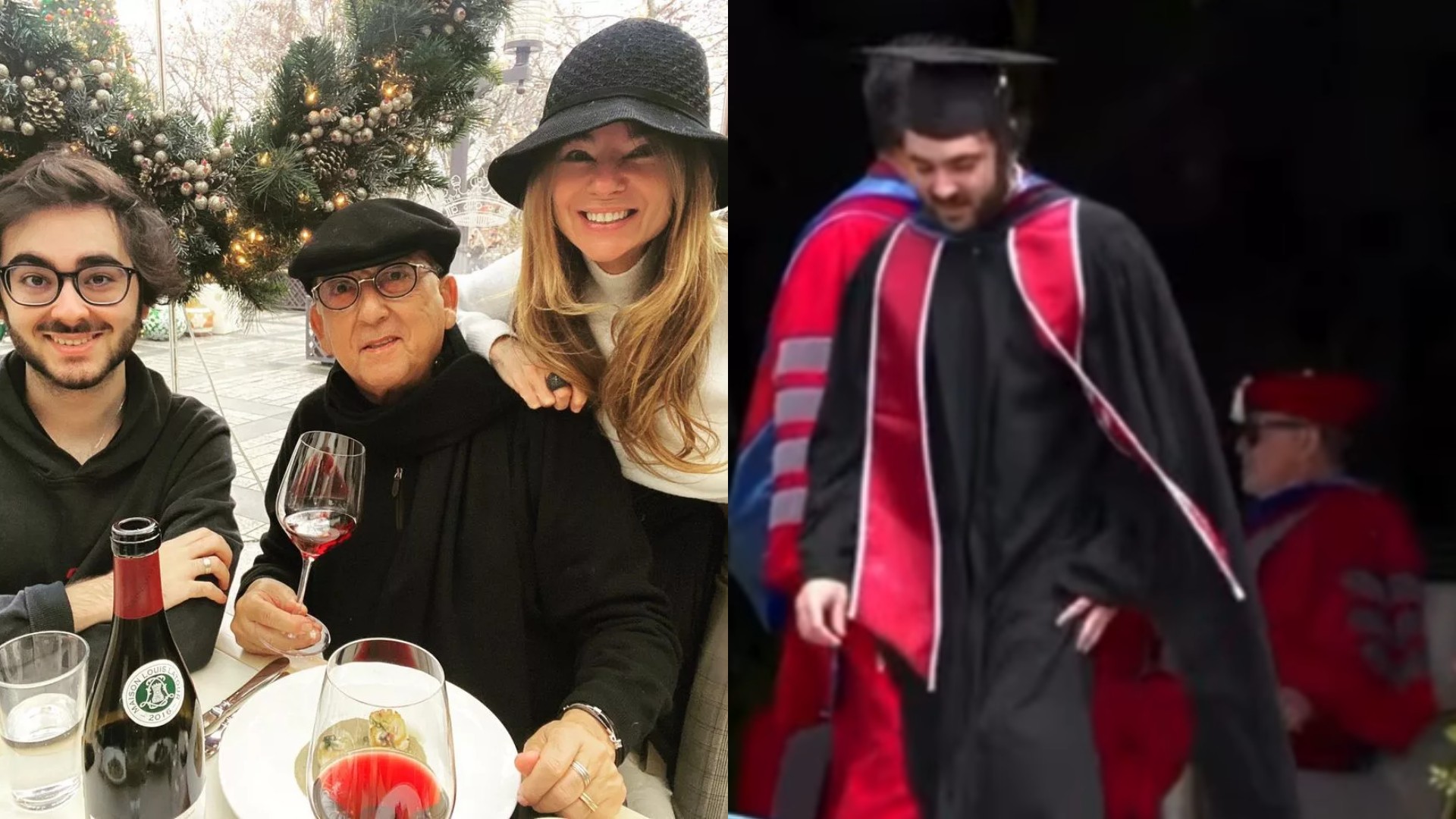 Galvão Bueno e Desirée celebram mestrado do filho em Los Angeles