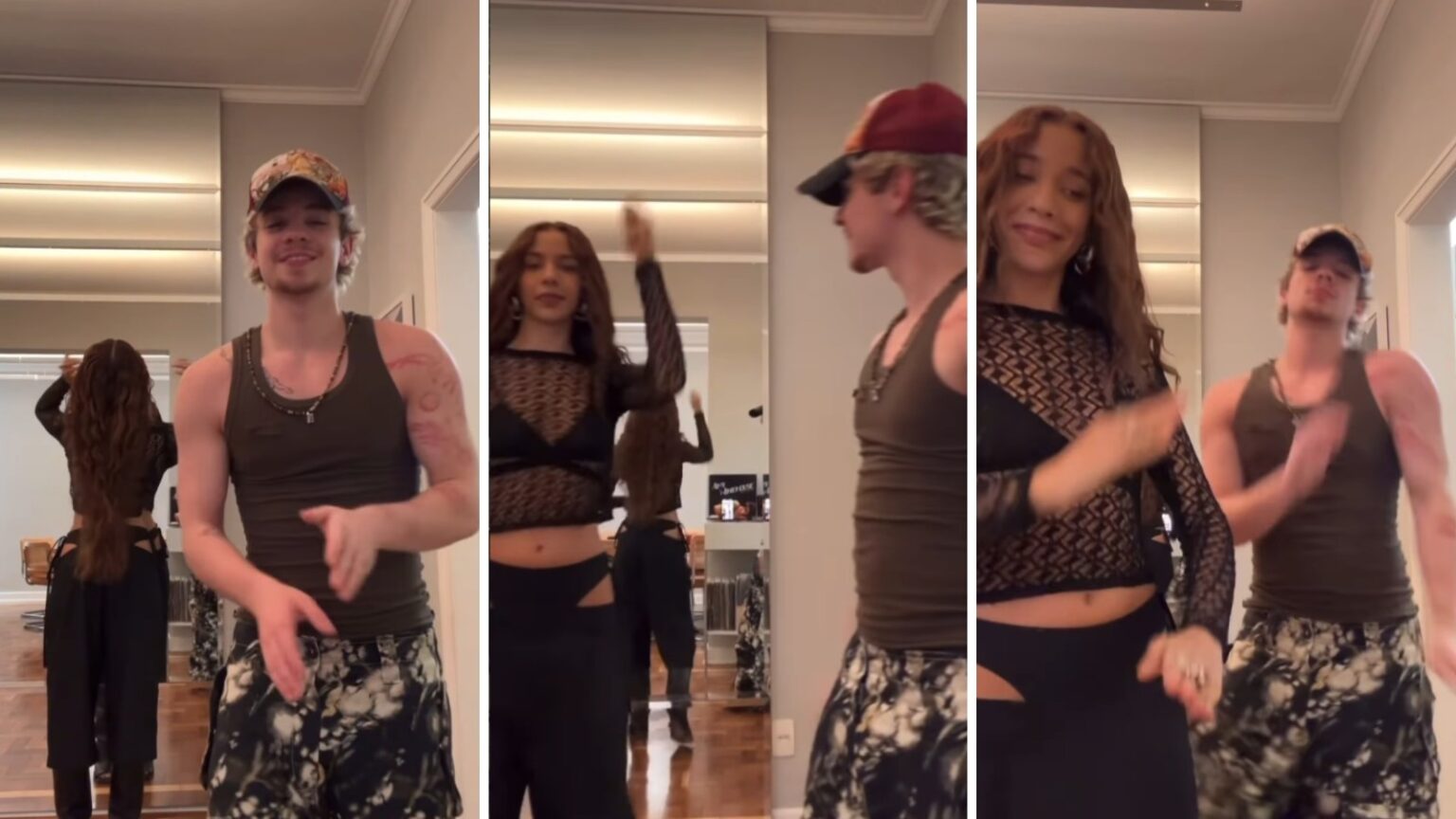 Marina Sena ensina dancinha de funk a Juliano Floss