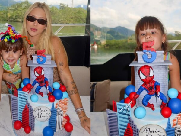 Virginia celebra 5 anos de Maria Alice com festa do Homem-Aranha