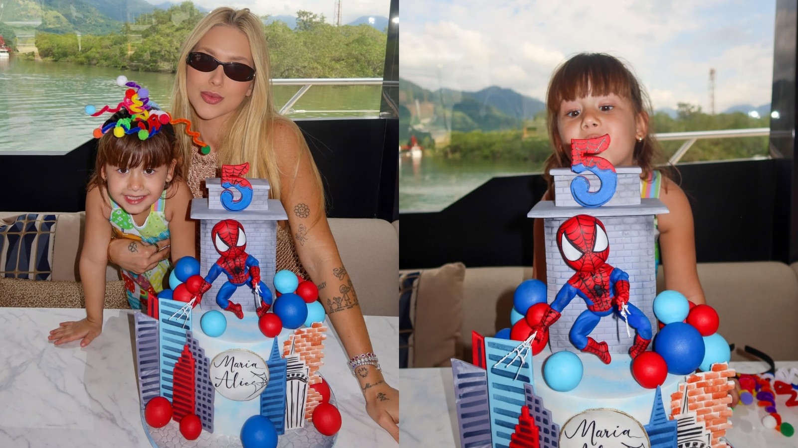 Virginia celebra 5 anos de Maria Alice com festa do Homem-Aranha