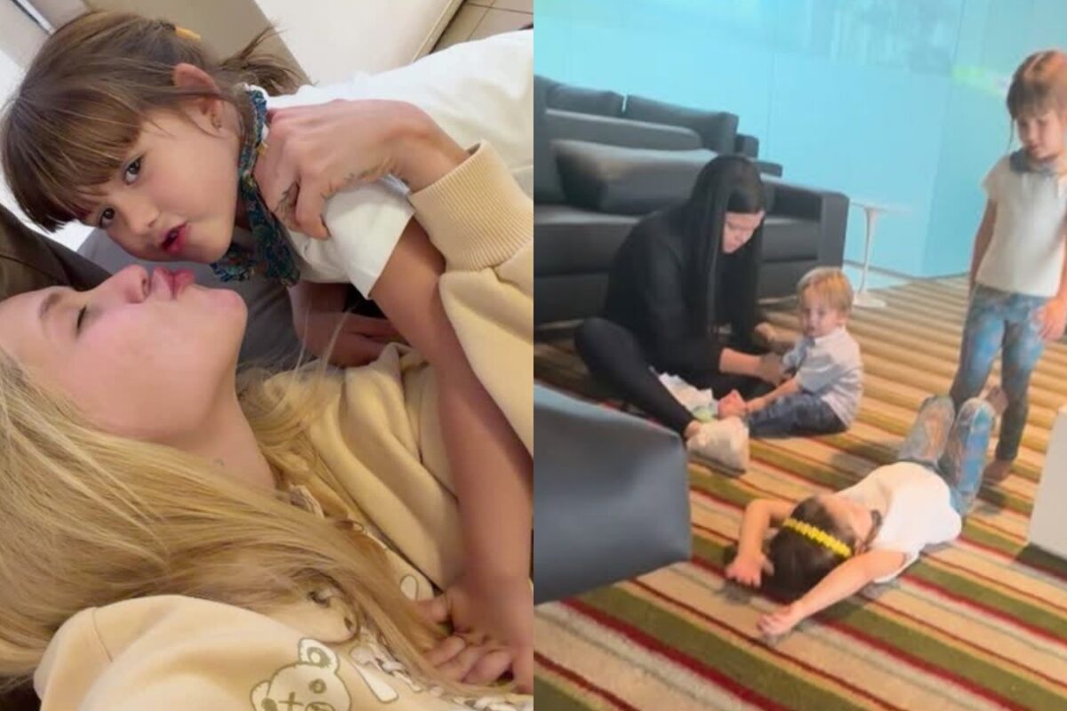 Virginia flagra filha dando bronca na irmã no aeroporto