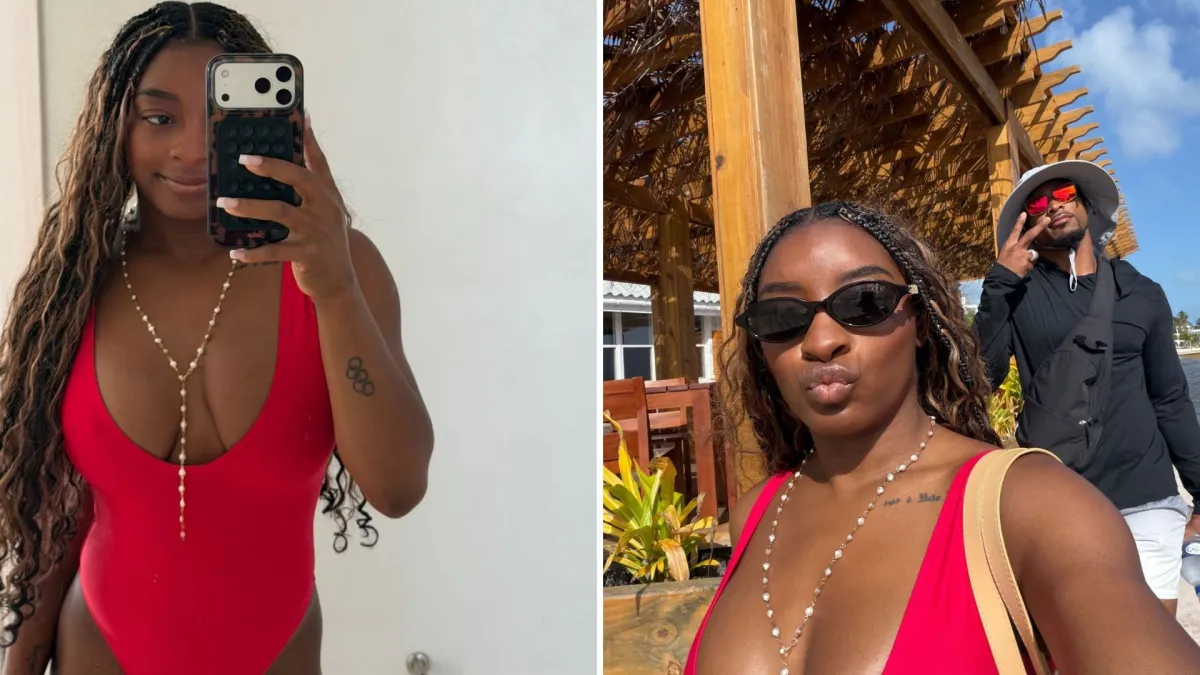 Simone Biles curte férias de maiô com marido