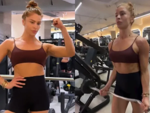 Grazi Massafera exibe muque e shape em treino de superiores