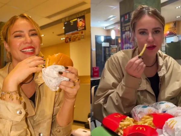 Paolla Oliveira ironiza fast-food em Xangai após viagem de 31 horas