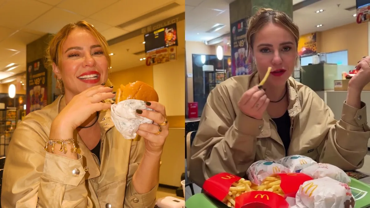 Paolla Oliveira ironiza fast-food em Xangai após viagem de 31 horas