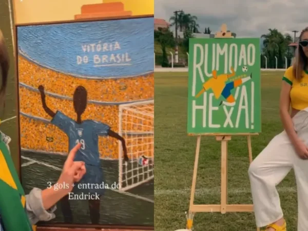 Influenciadora prevê vitórias do Brasil na Copa com quadros