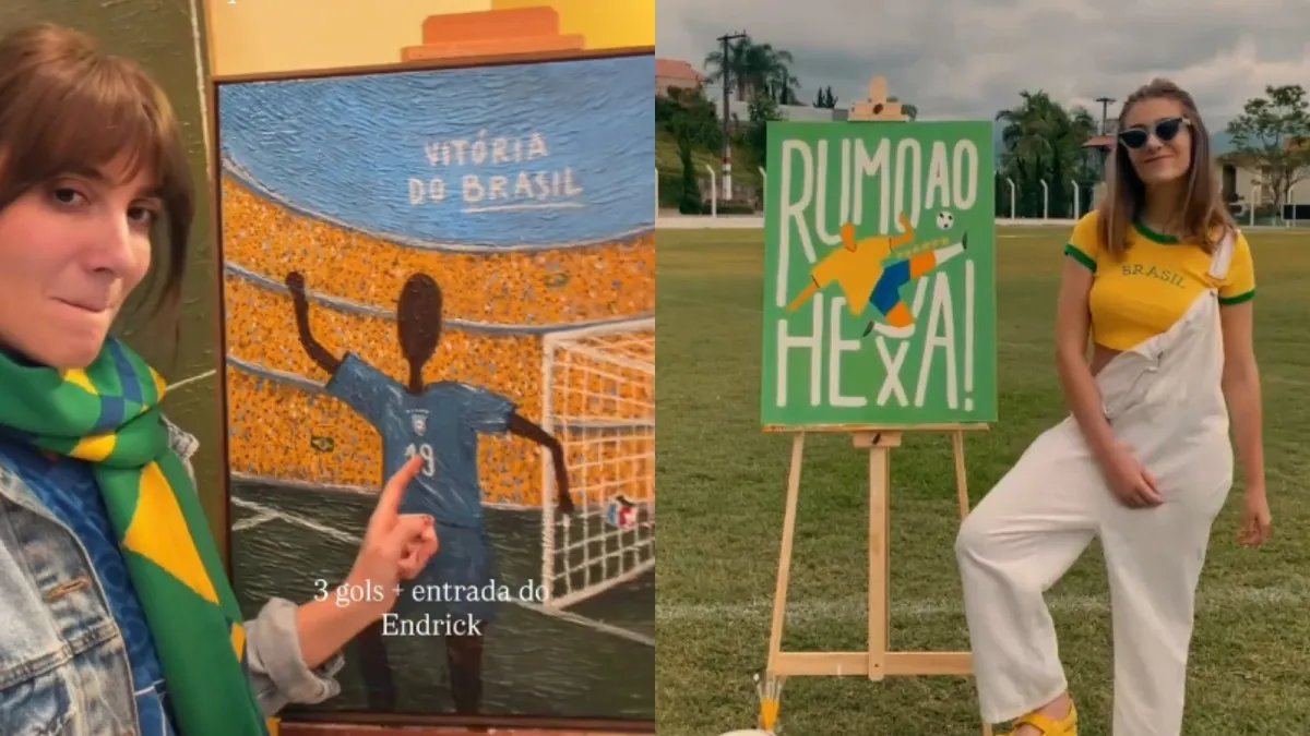 Influenciadora prevê vitórias do Brasil na Copa com quadros