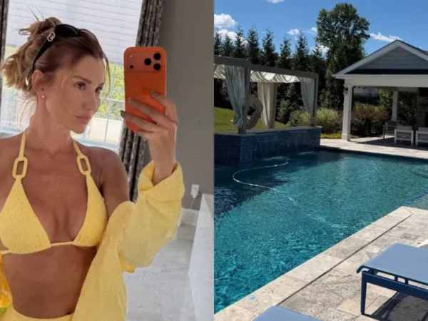 Ana Paula Siebert exibe biquíni amarelo na Filadélfia
