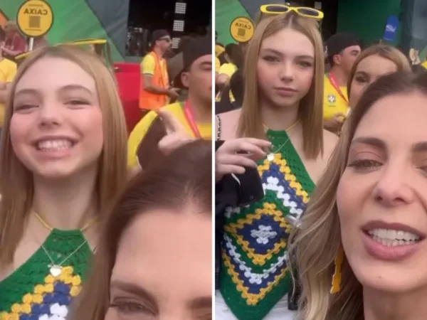 Filha de Sheila Mello brilha na torcida pelo Brasil