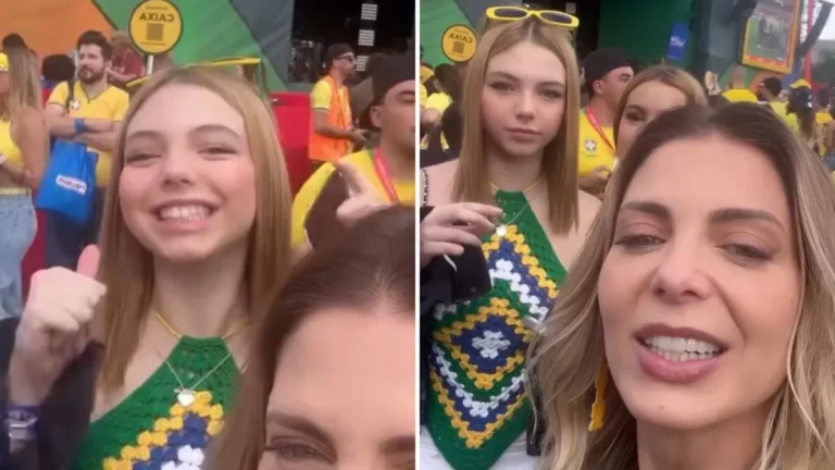 Filha de Sheila Mello brilha na torcida pelo Brasil