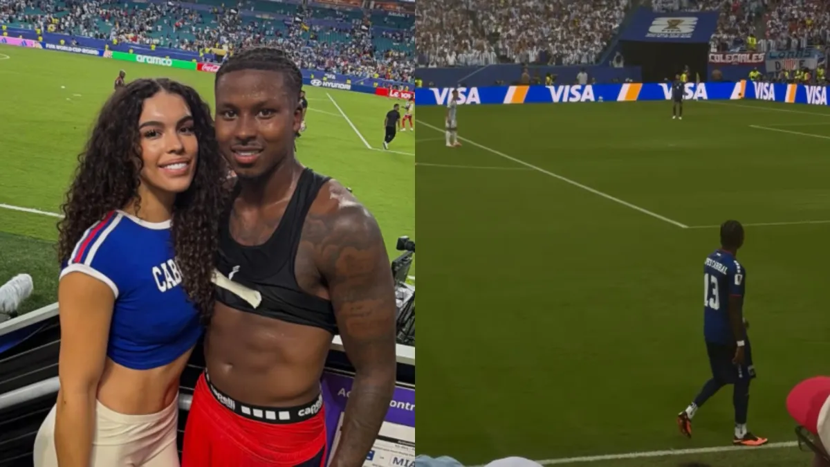 Namorada celebra gol de Lopes Cabral na derrota para Argentina