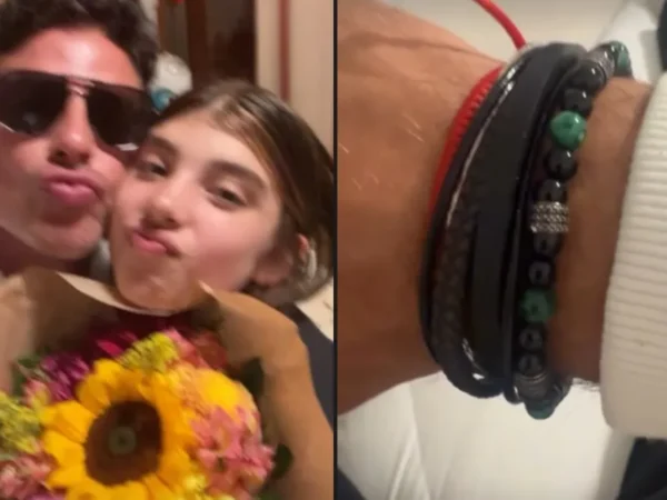 Filha de Cauã Reymond e Grazi Massafera o presenteia com mimo de viagem