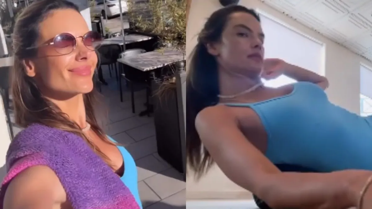 Alessandra Ambrosio sua muito em treino de abdômen
