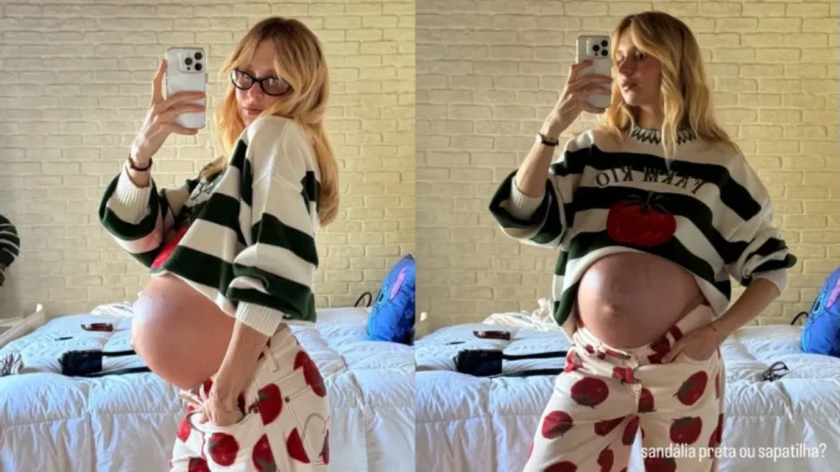 Isabella Scherer exibe barrigão e pede ajuda para look