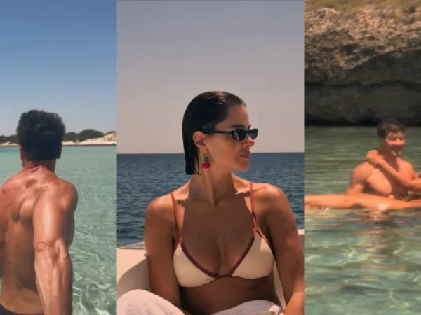 Vera Viel mergulha em águas cristalinas na Itália com Rodrigo Faro