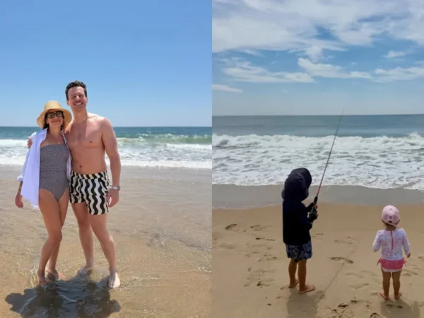 Lea Michele compartilha fotos raras com marido e filhos na praia