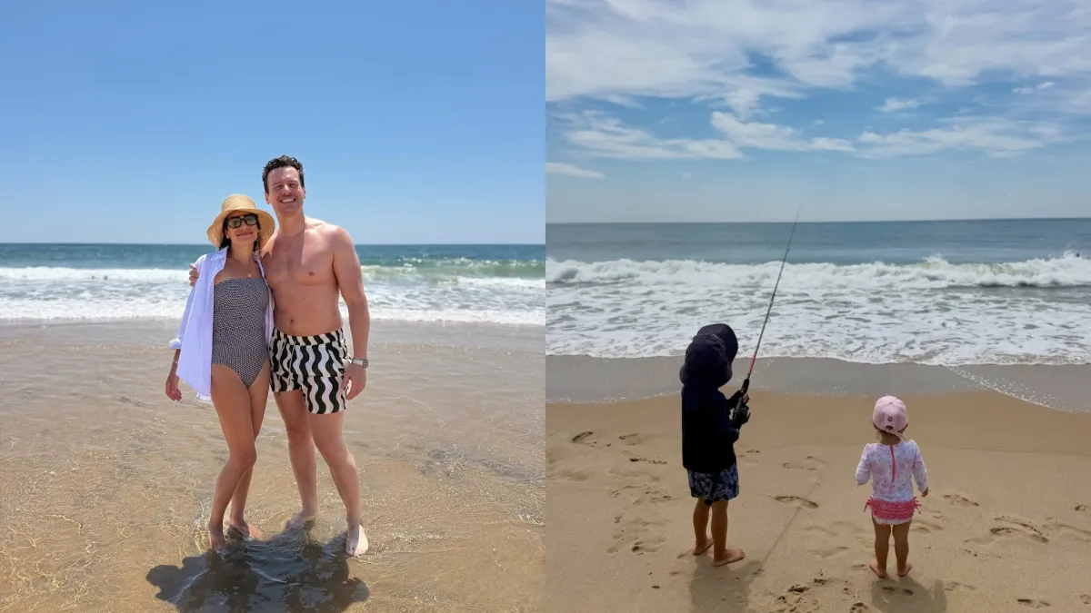 Lea Michele compartilha fotos raras com marido e filhos na praia