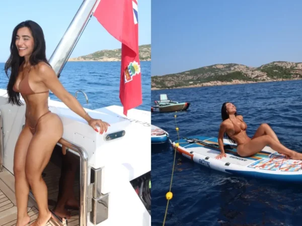 Duda Freire atualiza bronzeado em iate na Itália