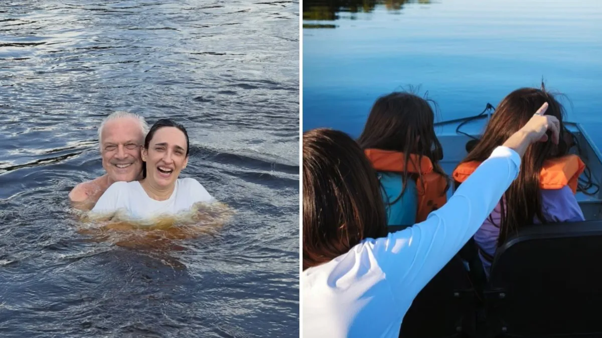 Maria Prata mostra férias com Pedro Bial e filhas no Pantanal