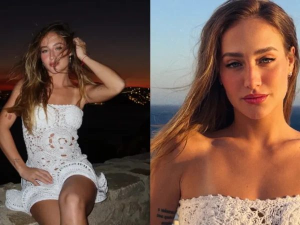Bruna Griphao usa vestido transparente em passeio na Grécia