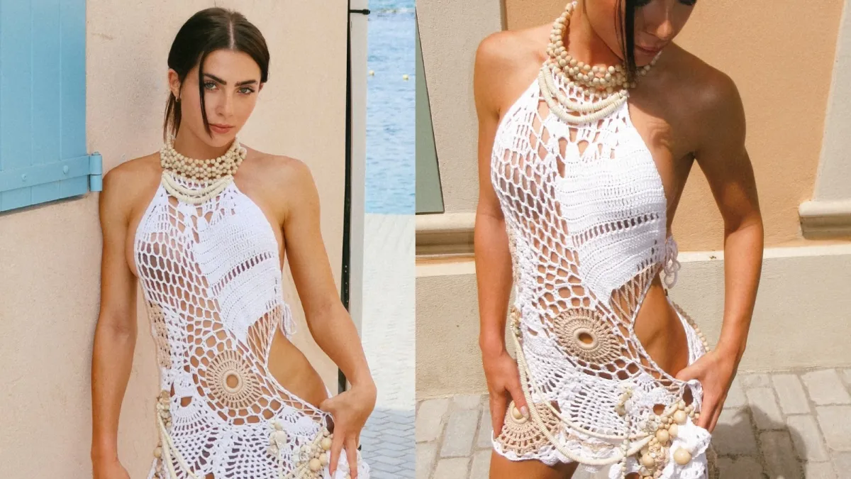 Jade Picon de vestido de crochê transparente na Grécia: 'Deusa