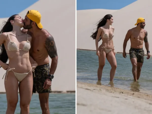 Rodolffo e Thayla trocam carinhos em viagem romântica no Ceará