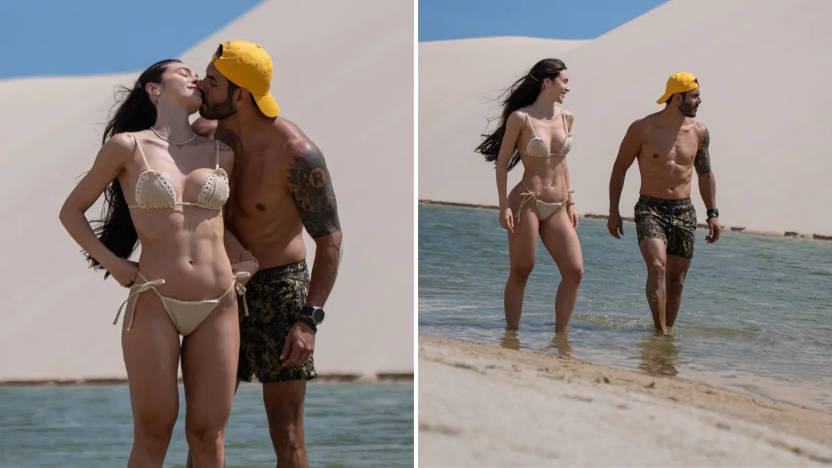 Rodolffo e Thayla trocam carinhos em viagem romântica no Ceará