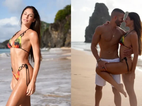 Mari Gonzalez renova bronzeado em Noronha com o namorado