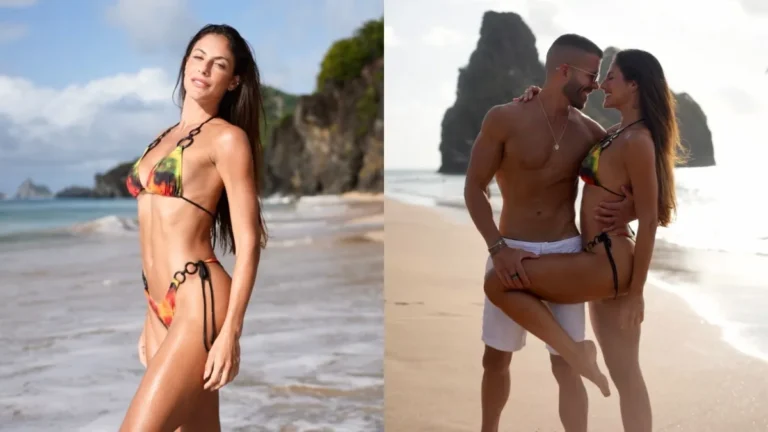 Mari Gonzalez renova bronzeado em Noronha com o namorado