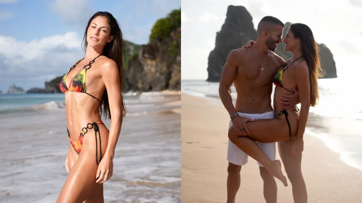 Mari Gonzalez renova bronzeado em Noronha com o namorado