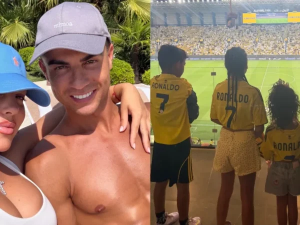 Filhos de CR7 usam camisa 7 em jogo do Al-Nassr; veja